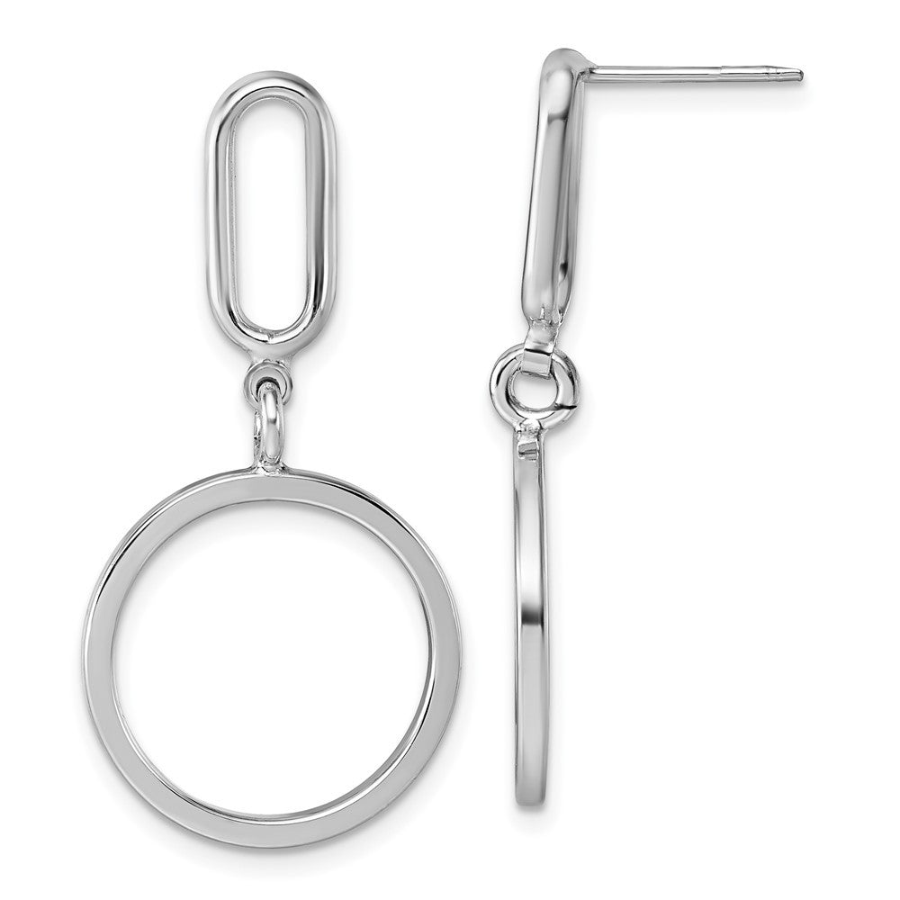 Sterling Silver Rhodium-plated Polished Circle Dangle Earrings