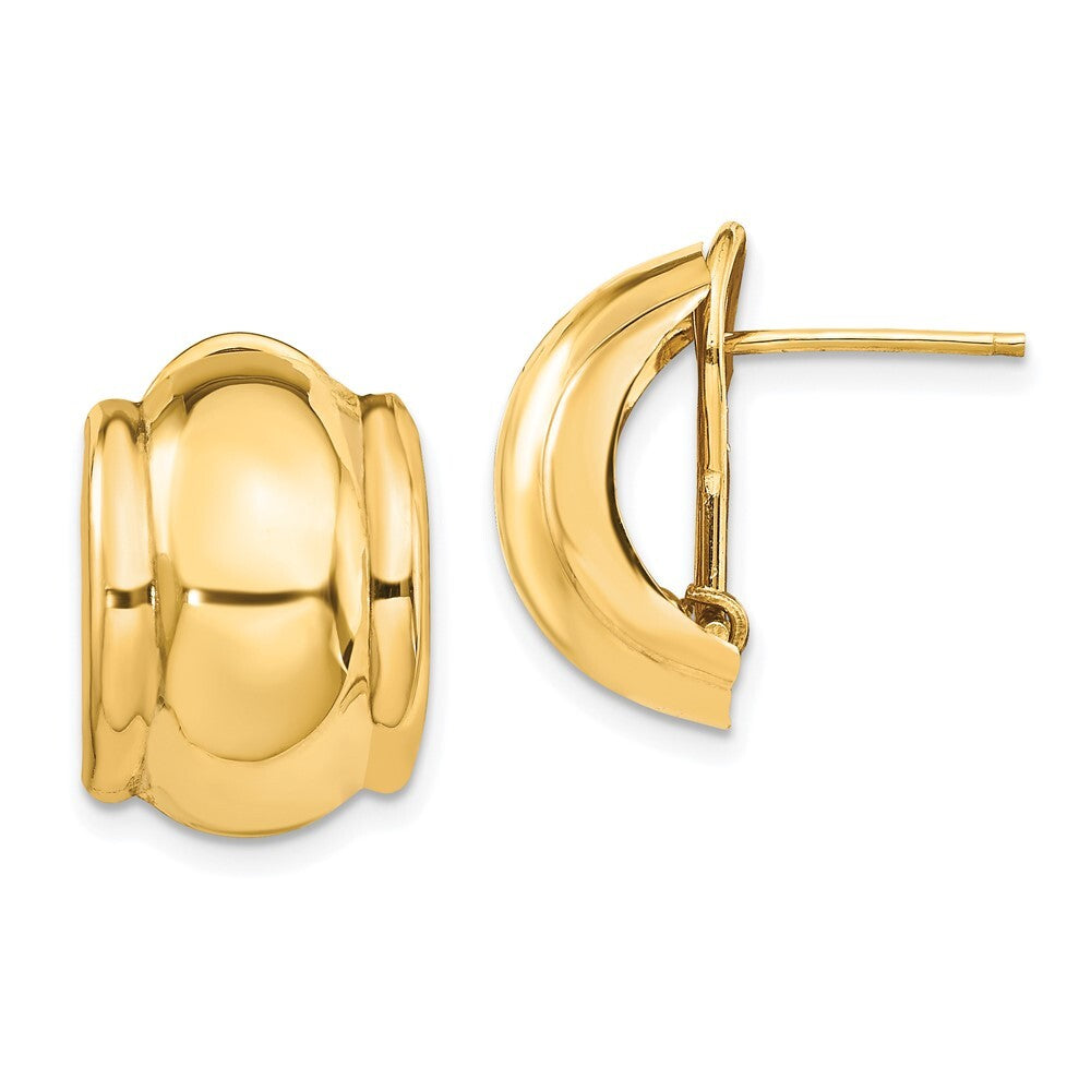 14k Yellow Gold Polished Fancy Omega Back Stud Earrings