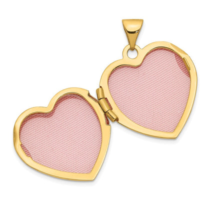 14k Yellow Gold Domed Heart Locket Pendant for Women