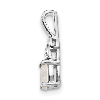 14k White Gold Opal and Diamond Pendant