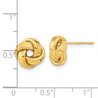 14k Yellow Gold Polished Love Knot Stud Earrings Gift for Women