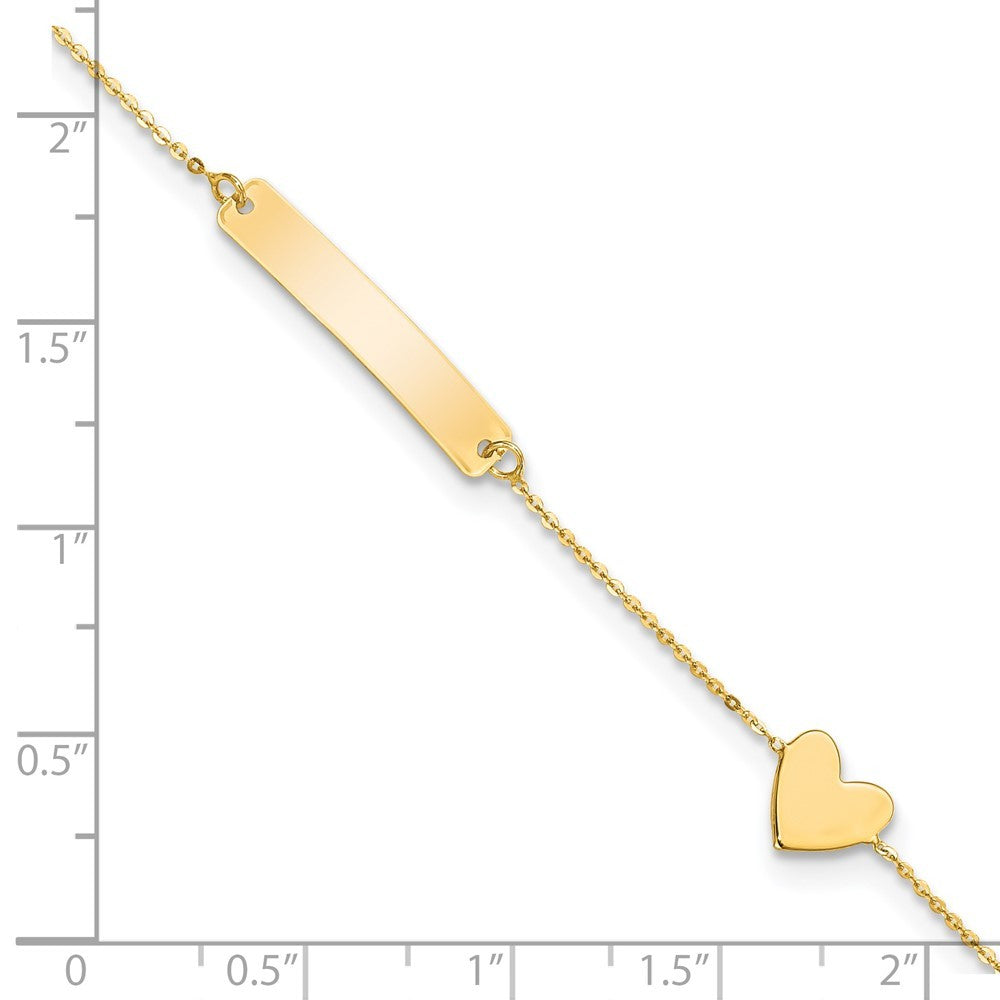 14k Yellow Gold Polished 5.5in Heart ID Bracelet