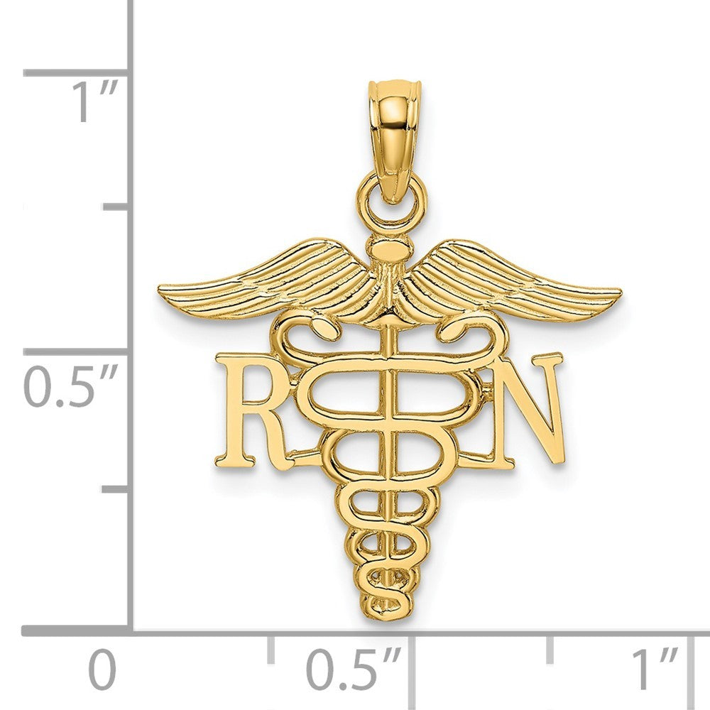 14k Yellow Gold RN Caduceus Charm