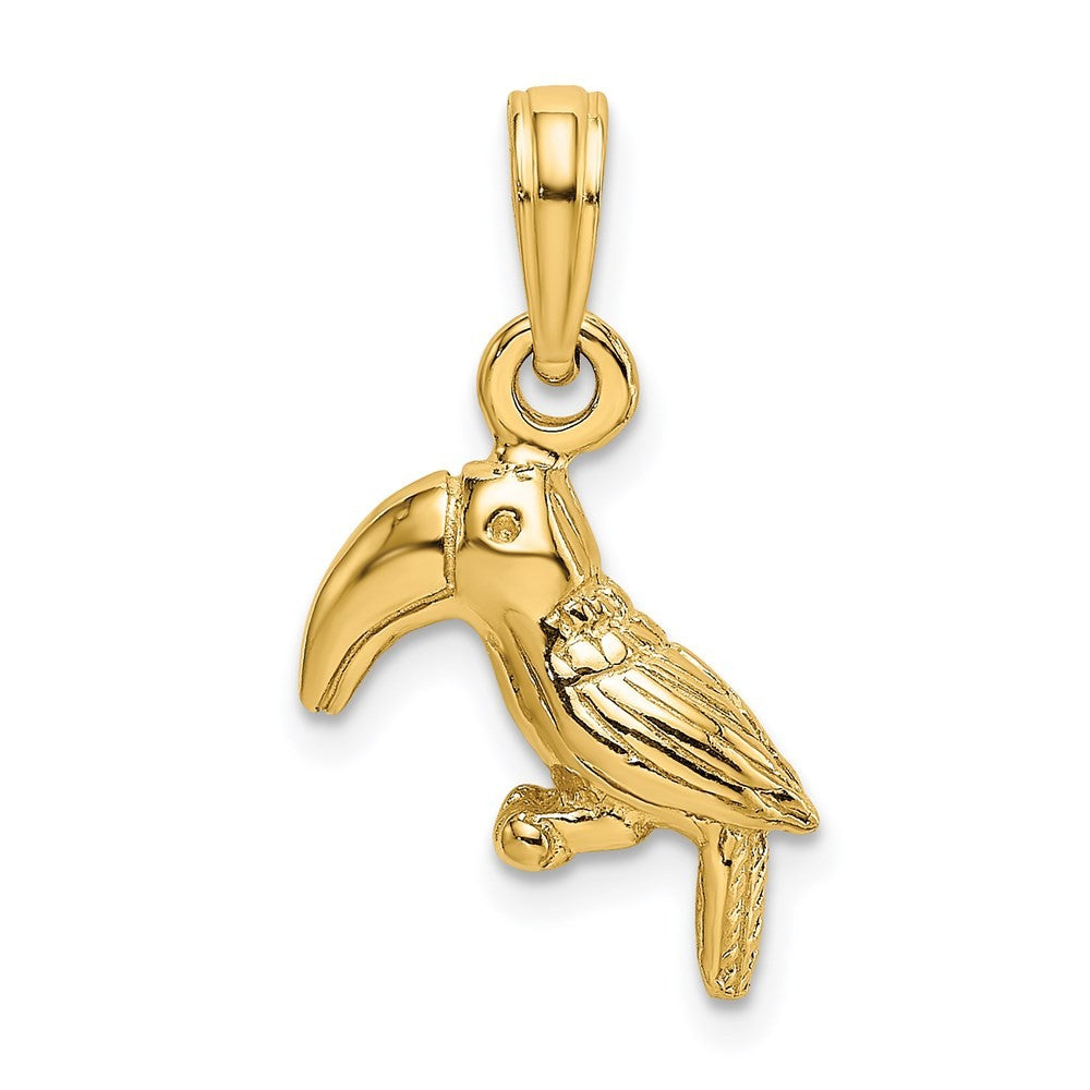 14k Yellow Gold 3-D Textured/Polished Toucan Bird Charm