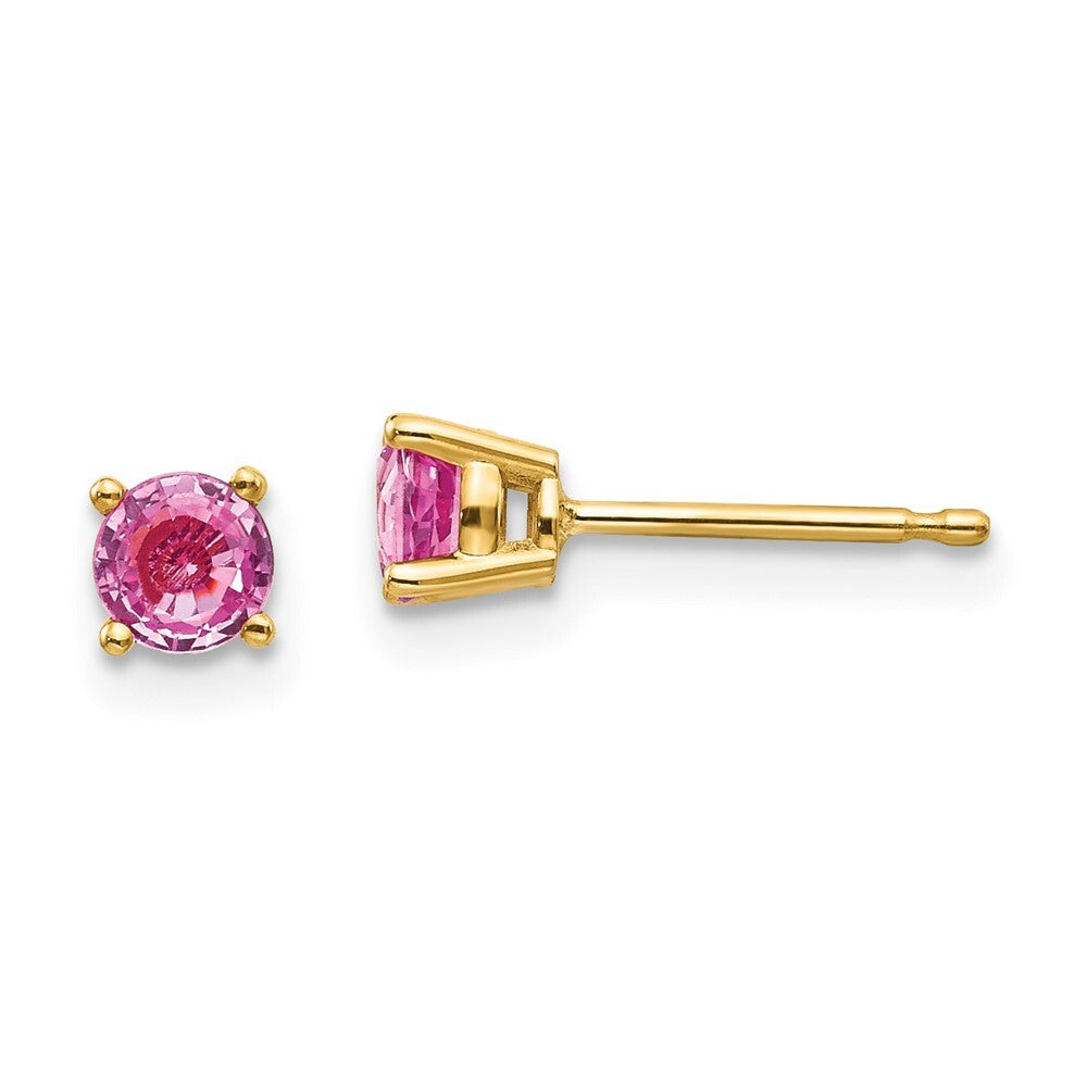 14k Yellow Gold Pink Sapphire Stud Earrings Gift for Women