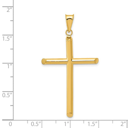 14k Yellow Gold 3-D Polished Hollow Cross Pendant