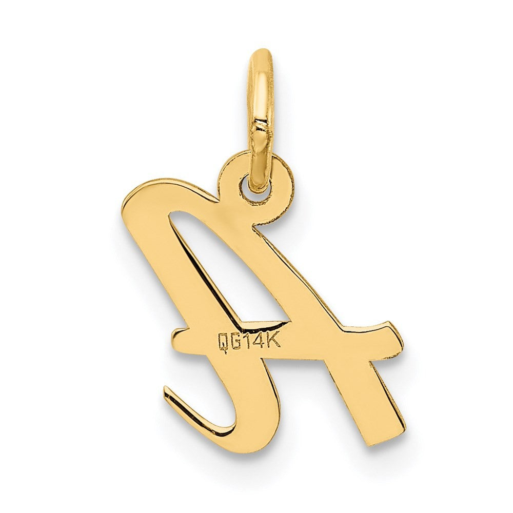 14k Yellow Gold Small Script Letter A Initial Charm