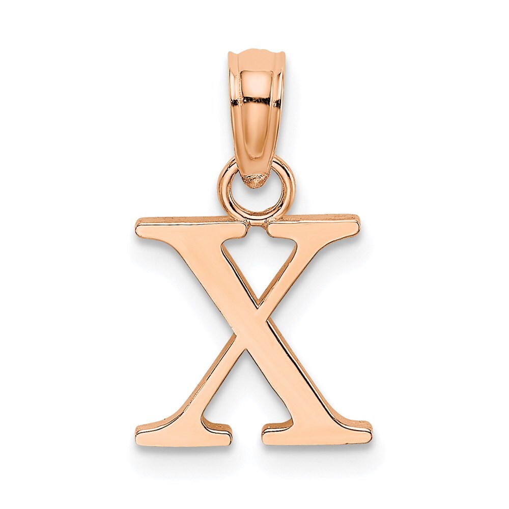 14k Rose Gold Polished Block Letter X Initial Pendant for Women