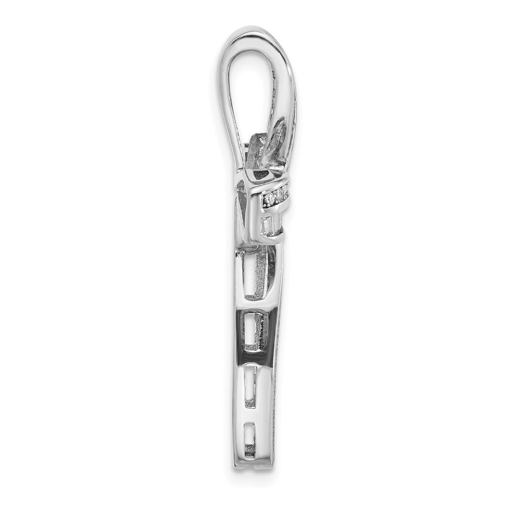 Sterling Silver Rhodium-plated Cubic Zirconia Cross Pendant Slide