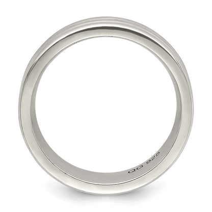 Sterling Silver 6mm Polished Flat Grooved Fancy Band Size 7