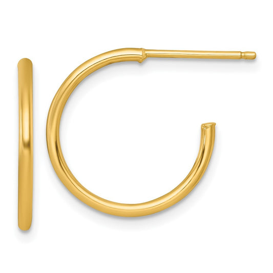 14k Yellow Gold Polished 1.5 x 18mm Solid C-Hoop Earrings
