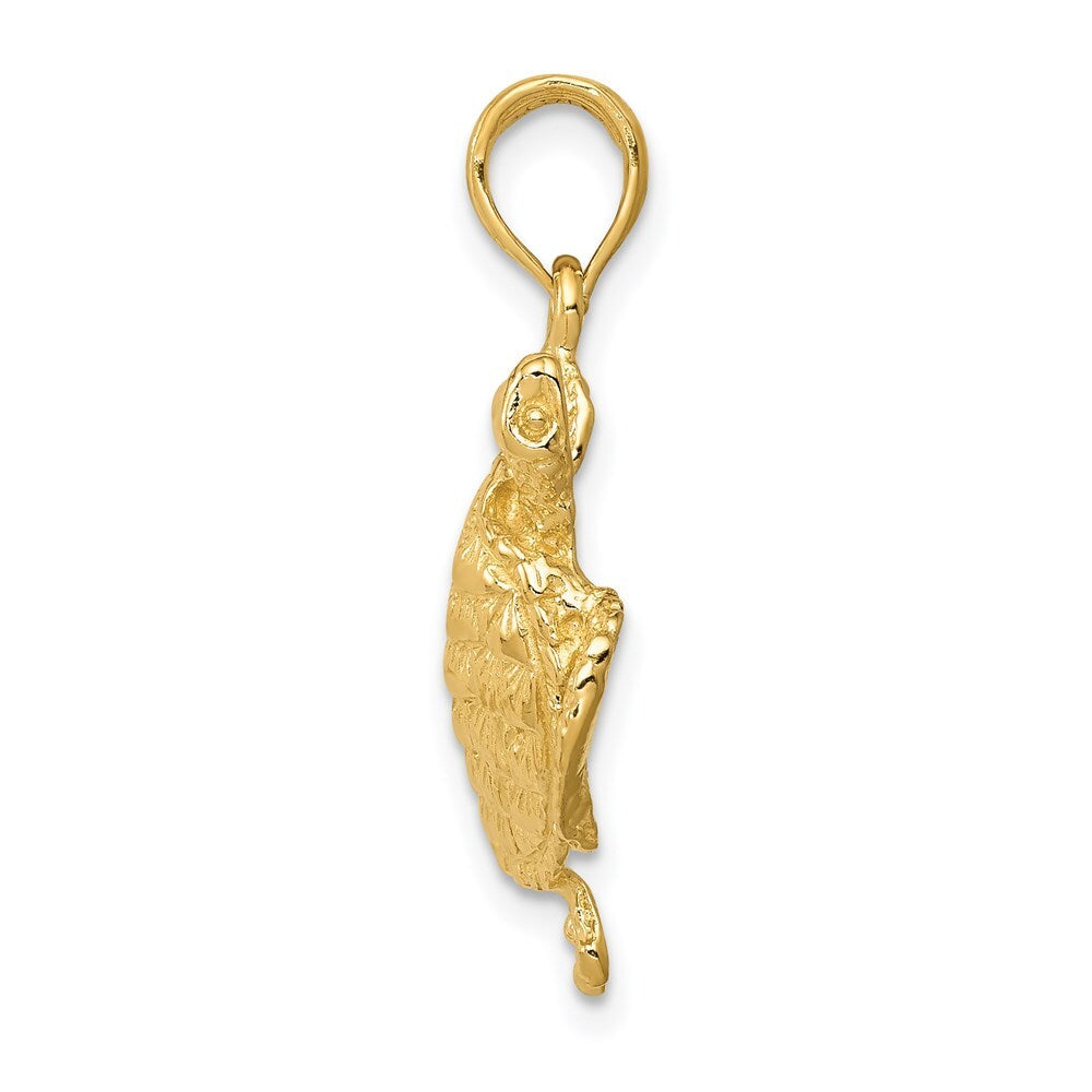 14k Yellow Gold Solid Polished Open-Backed Turtle Pendant for Women