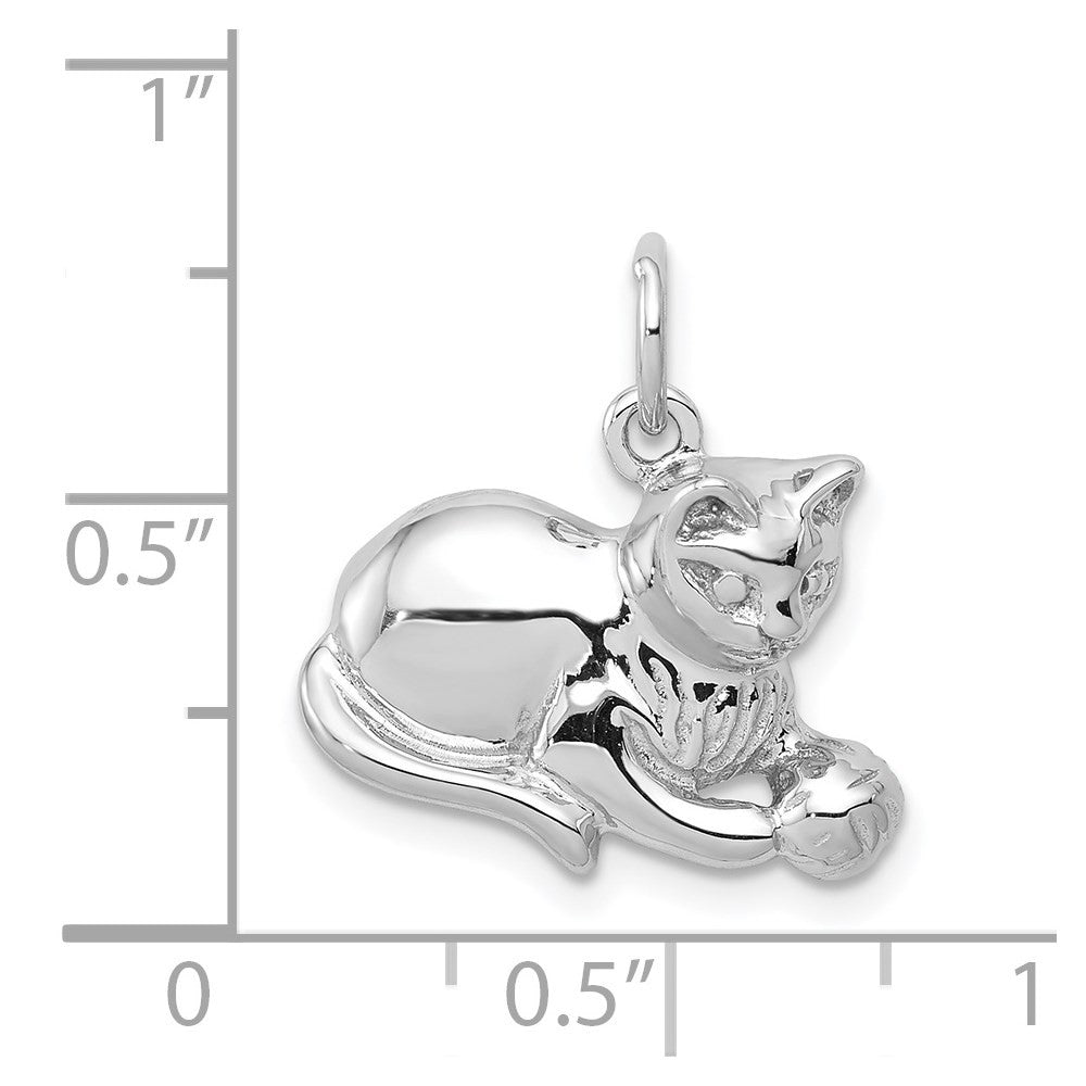 14k White Gold Polished Open-Backed Cat Charm Pendant