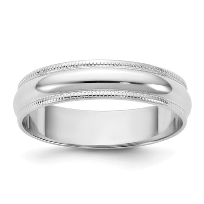 14k White Gold 4.5mm LTW Milgrain Half Round Band Size 9