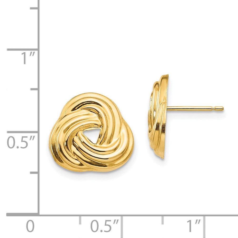 14k Yellow Gold Love Knot Stud Earrings Gift for Women