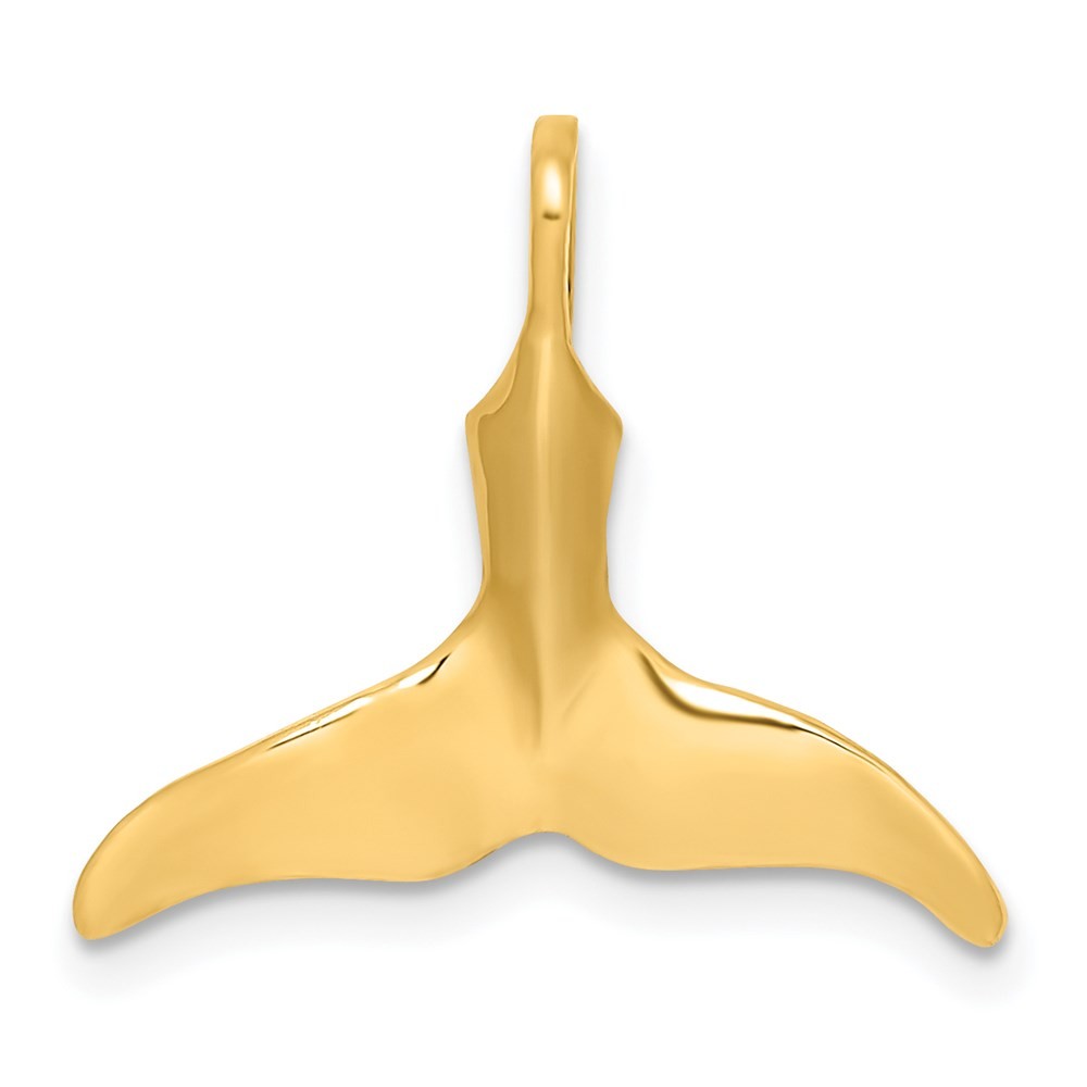 14k Yellow Gold 3-D Polished Whale Tail Charm Pendant