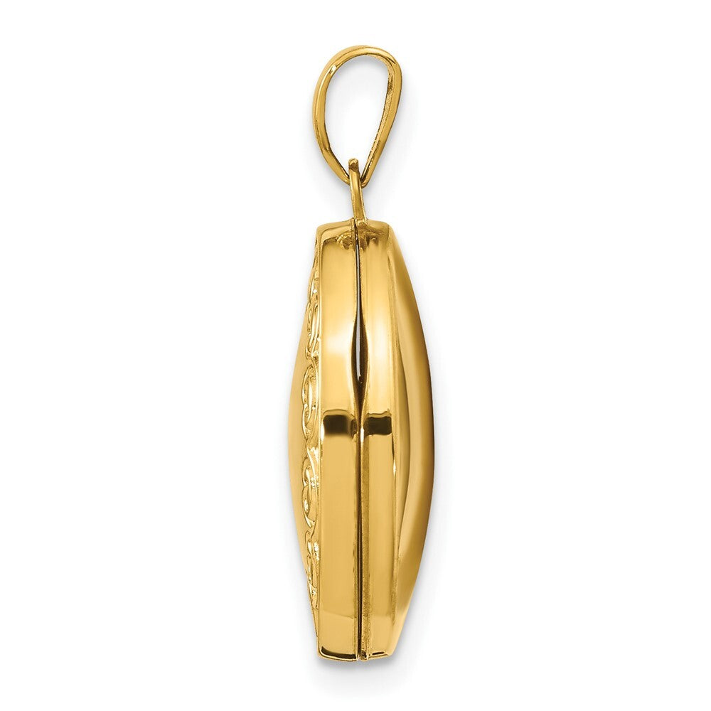 14k Yellow Gold Scroll Oval Locket Pendant for Women