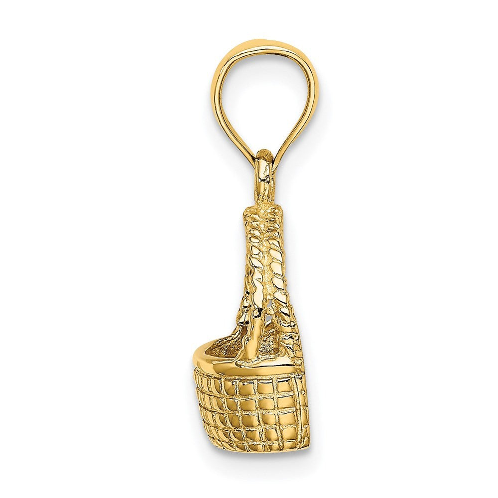 14k Yellow Gold 2-D Flat Back Basket Charm