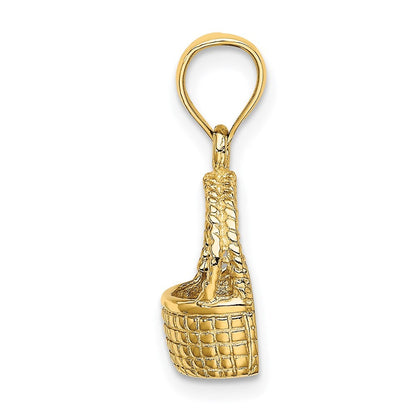 14k Yellow Gold 2-D Flat Back Basket Charm