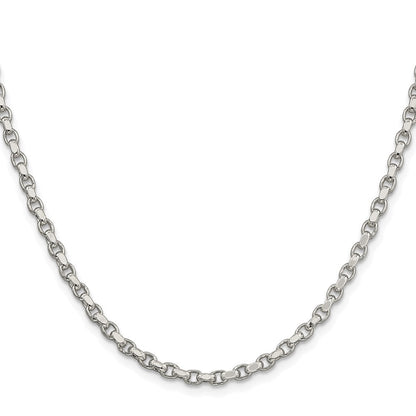 Sterling Silver Rhodium-plated 3.5mm Diamond-cut Rolo Chain Necklace