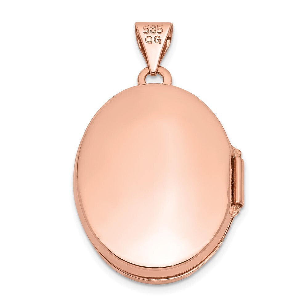 14k Rose Gold Diamond & Black Fabric Vintage 21mm Oval Locket Pendant