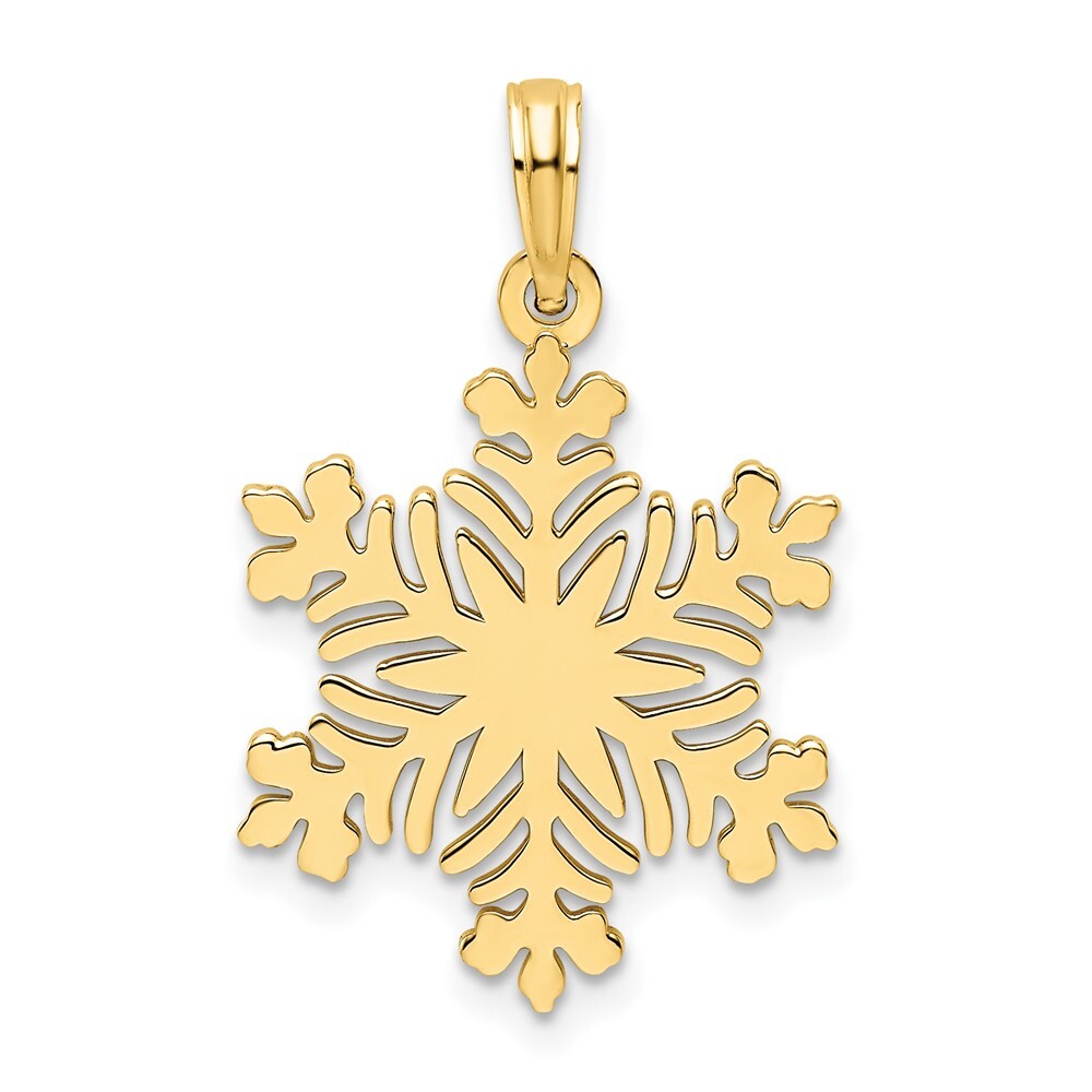 14k Yellow Gold Polished Snowflake Pendant for Women