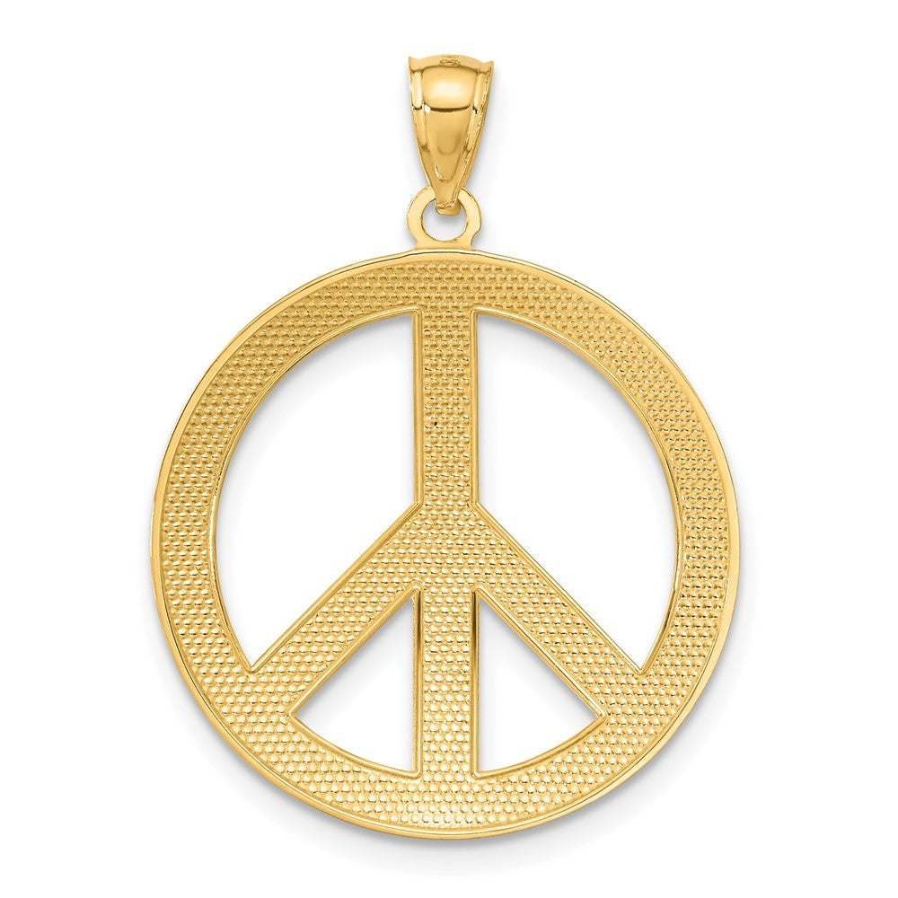 14k Yellow Gold Peace Sign Pendant