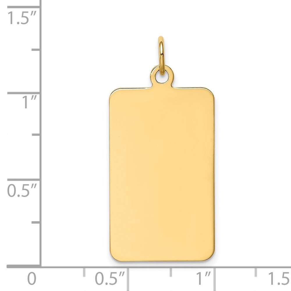 14k Yellow Gold Plain .018 Gauge Rectangular Engravable Disc Charm Pendant