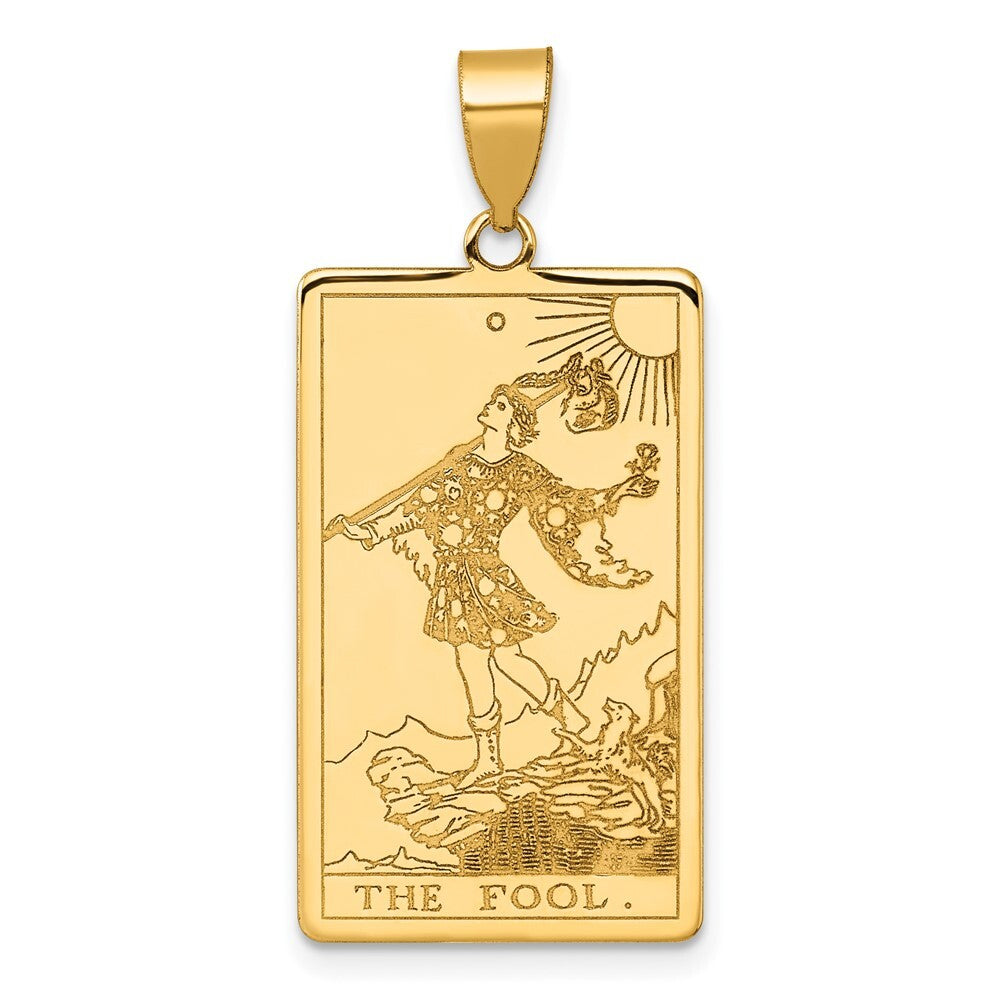 14k Yellow Gold The Fool Tarot Card Pendant for Women
