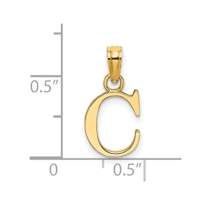 14k Yellow Gold Polished Block Letter C Initial Pendant
