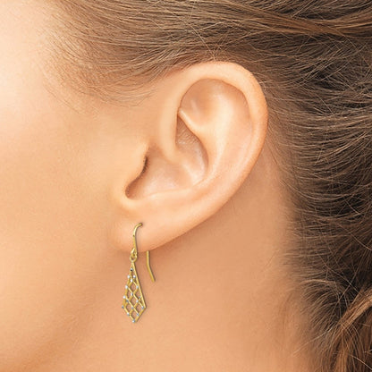 14k Yellow Gold w/Rhodium accent Diamond-cut Small Criss-Cross Wire Ear