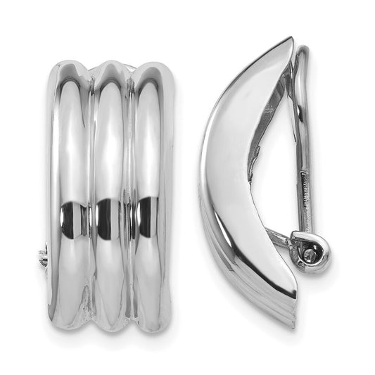 14k White Gold Omega Clip Non-pierced Hoop Earrings