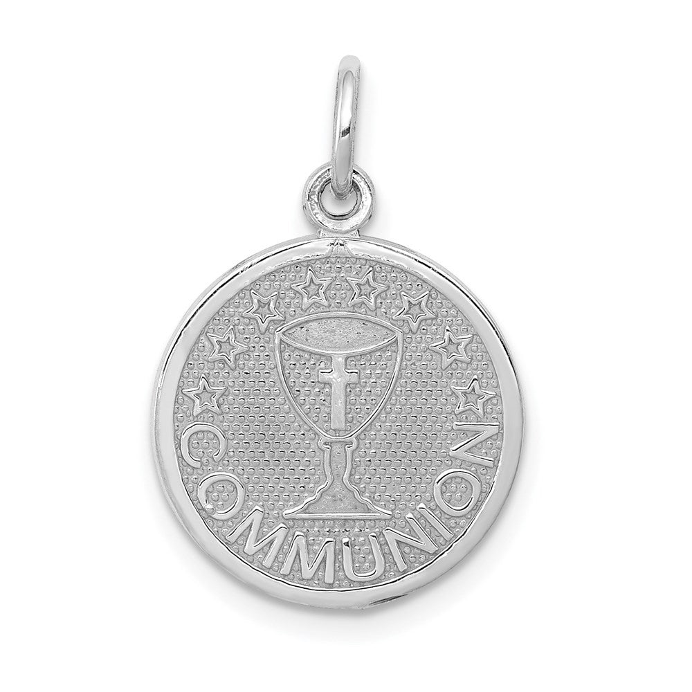 14k White Gold Communion Charm Pendant
