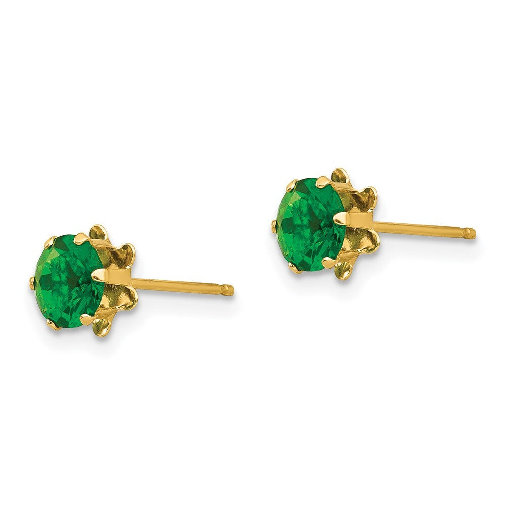 14k Yellow Gold 5mm Cubic Zirconia Birthstone (May) Stud Earrings