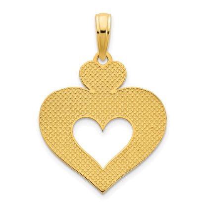 14k Yellow Gold Cut Out Heart Pendant for Women