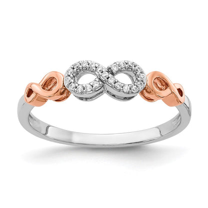 14k Rose Gold w/White Rhodium Diamond Infinity Ring Size 7