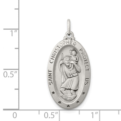 Sterling Silver Antiqued St. Christopher Medal Pendant