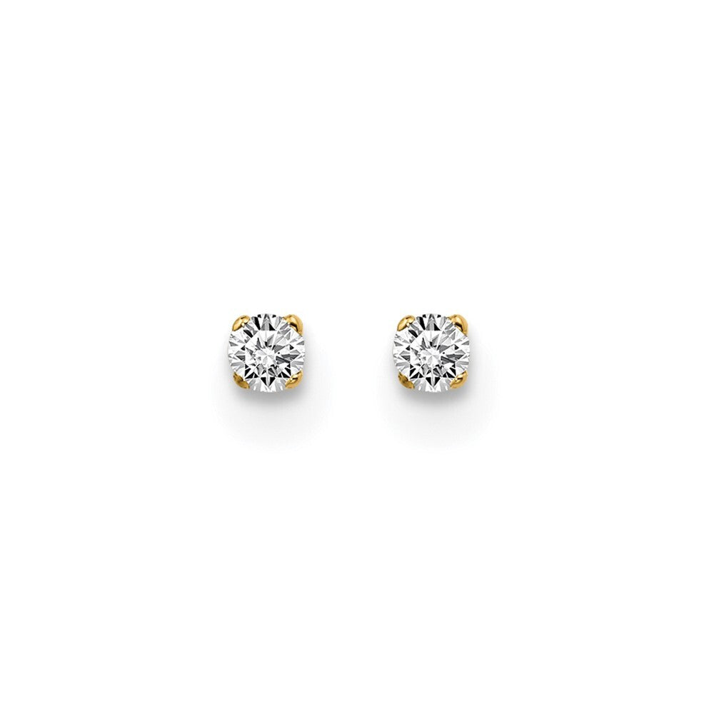 14k Yellow Gold .05ct. I2 K-L Diamond Push-on Stud Earrings Gift for Women