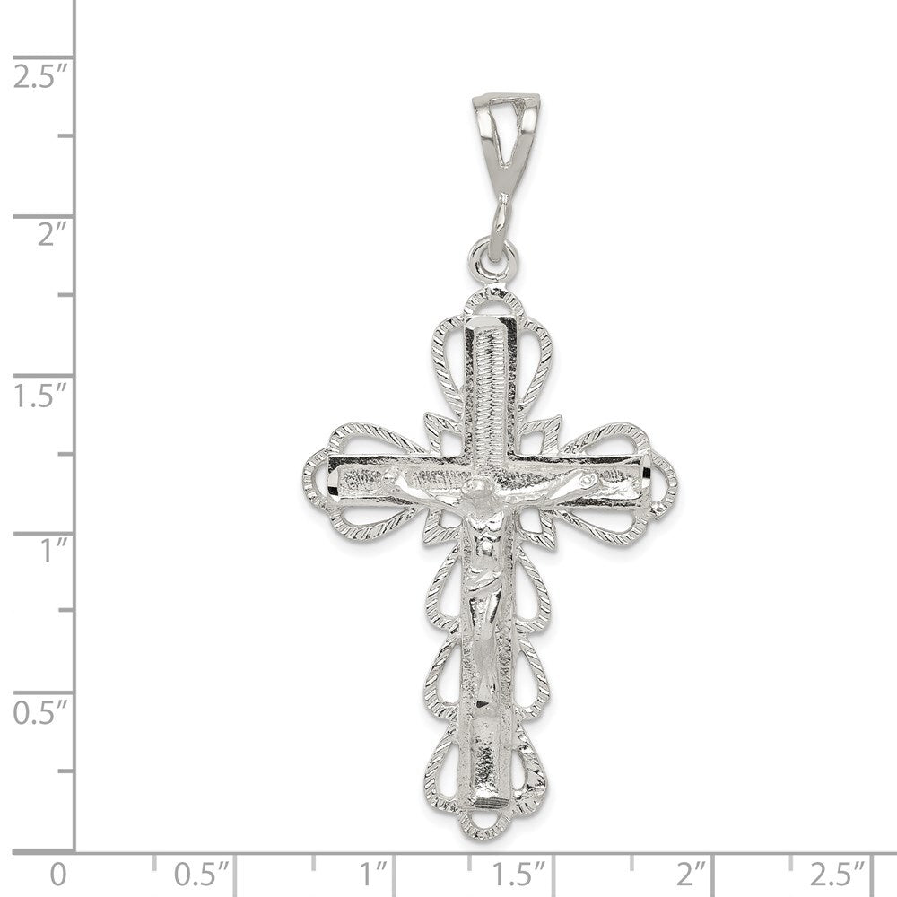 Sterling Silver Diamond-Cut Crucifix Pendant Holiday Gift for Women