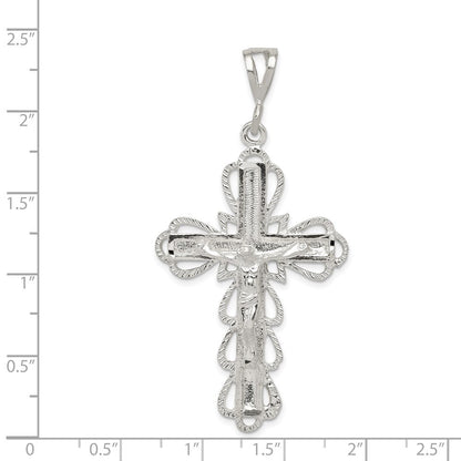 Sterling Silver Diamond-Cut Crucifix Pendant Holiday Gift for Women