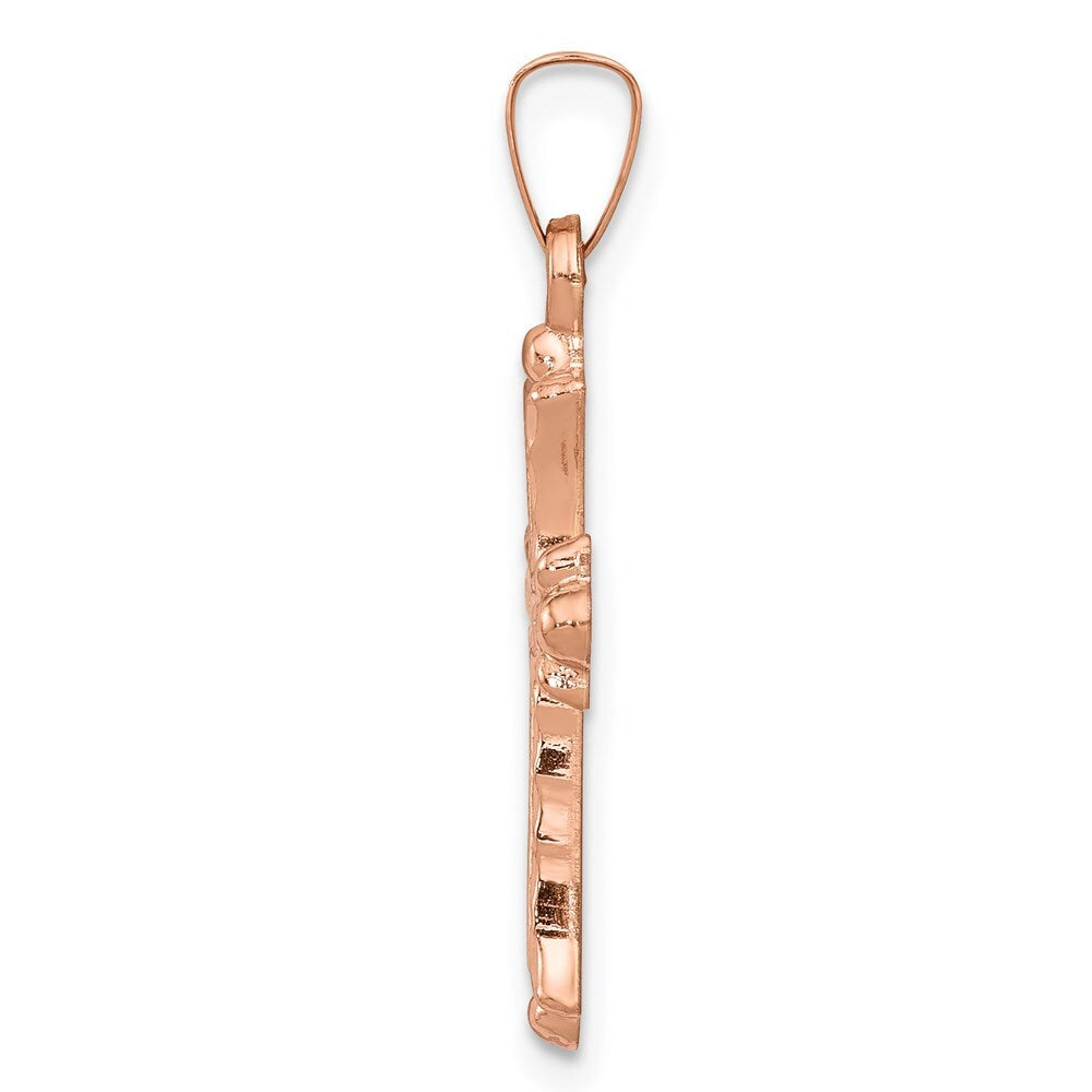 14k Rose Gold Heart Hollow Cross Pendant for Women