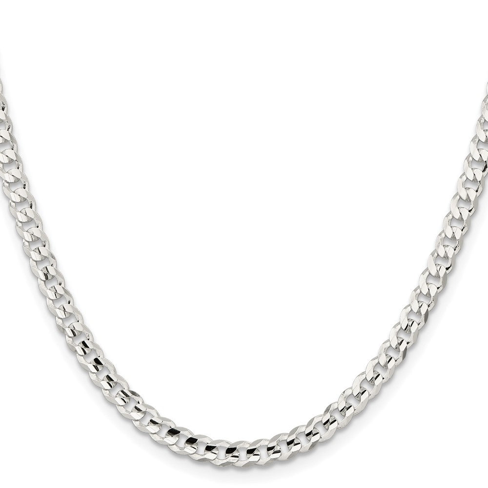 Sterling Silver 4.5mm Concave Beveled Curb Chain Necklace