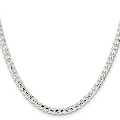 Sterling Silver 4.5mm Concave Beveled Curb Chain Necklace