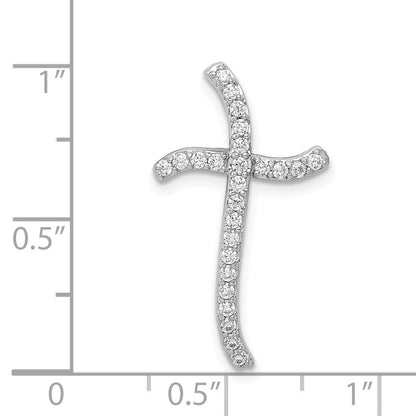 14k White Gold 1/4ct. Diamond Cross Chain Slide