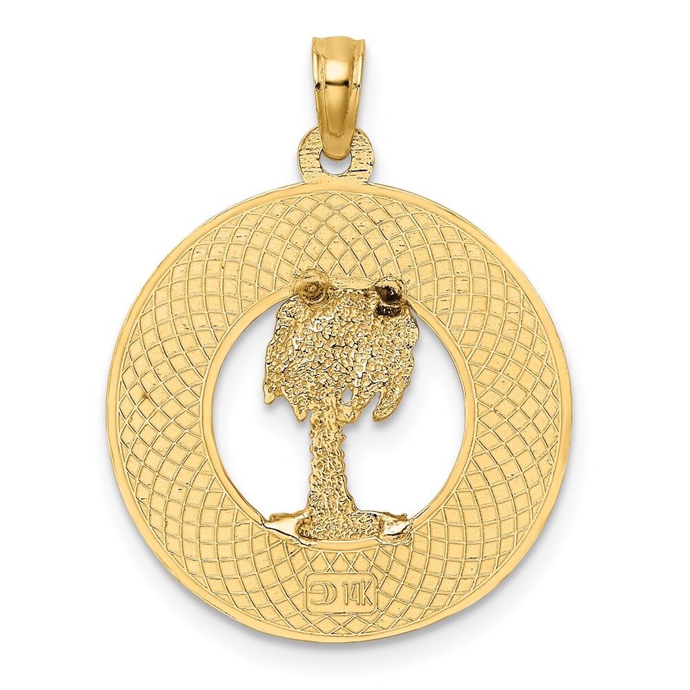 14k Yellow Gold CHARLESTON Palm Tree Charm Pendant for Women