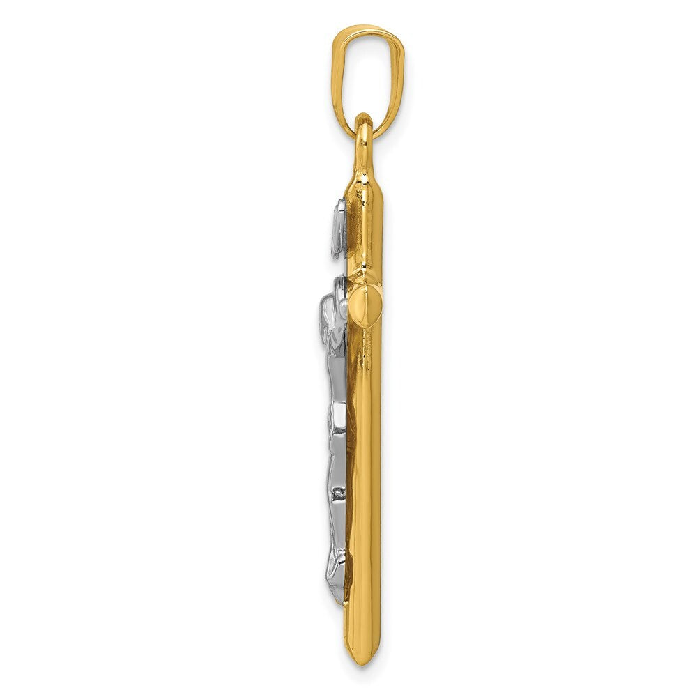 14k Two-tone Gold INRI Crucifix Pendant for Women