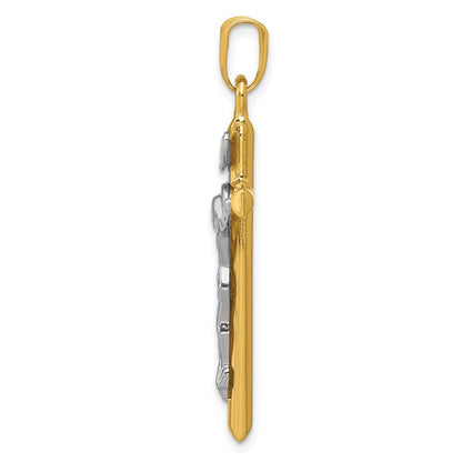 14k Two-tone Gold INRI Crucifix Pendant for Women