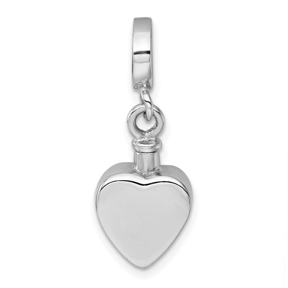 Sterling Silver Rhodium-plated Polished Heart Ash Holder Pendant