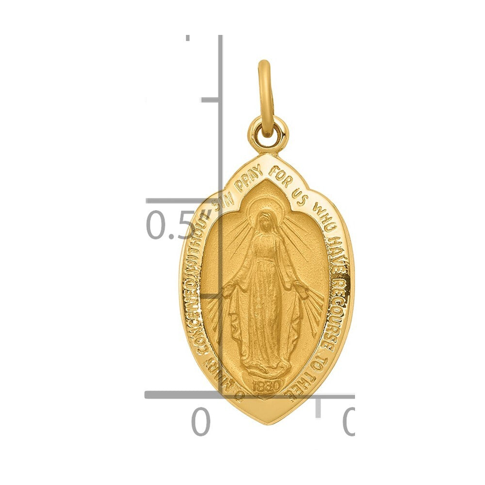 14k Yellow Gold Miraculous Medal Charm Pendant for Women