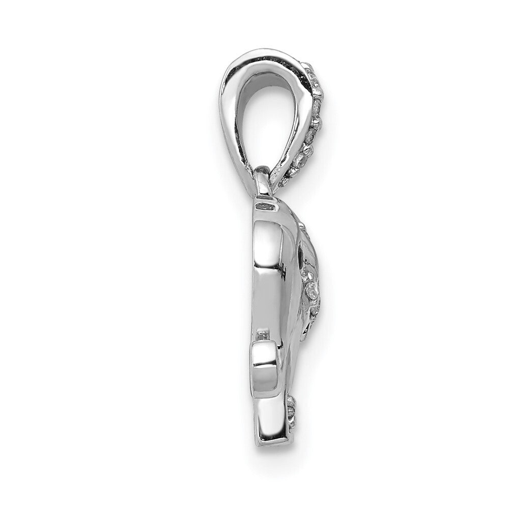 14k White Gold Black/White Diamond Elephant Pendant for Women